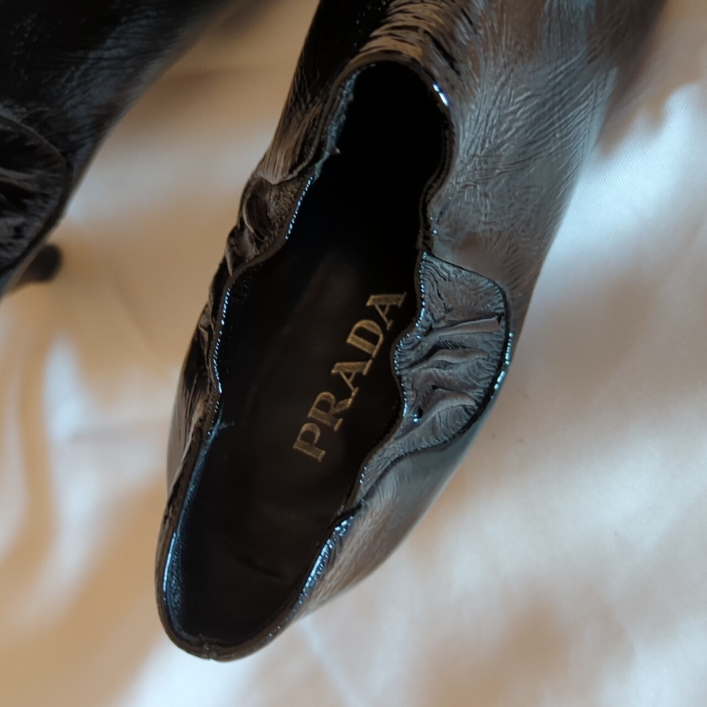 Prada Black Patent Booties Sz 39(Repair Needed) - Picture 2 of 12
